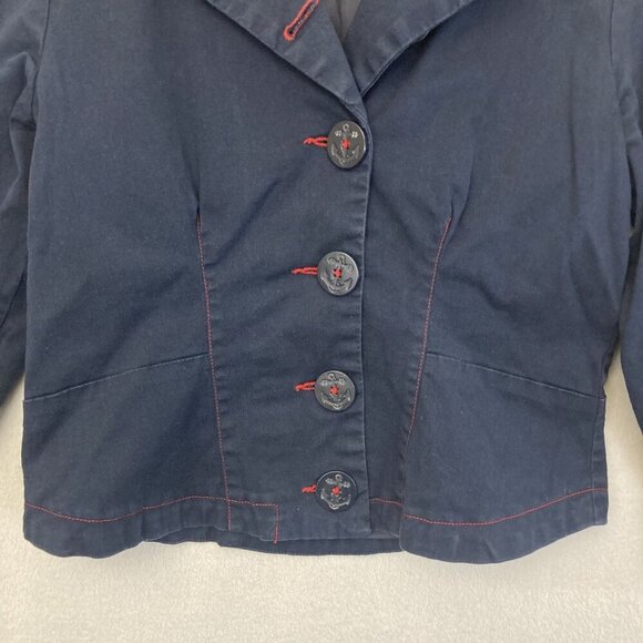 Vintage Nautical Blazer Jacket Womens 8 Casual Metrostyle Anchor Buttons Coastal - Picture 5 of 16